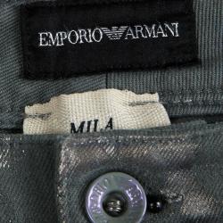 Pre Owned Emporio Armani Metallic Grey Denim Mila Jeggings S