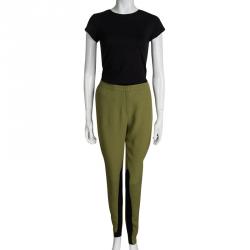 Pre Owned Emporio Armani Green Paneled Trousers M