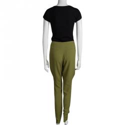 Pre Owned Emporio Armani Green Paneled Trousers M