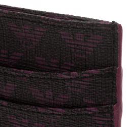 Emporio Armani Purple Canvas Logo Print Card Holder