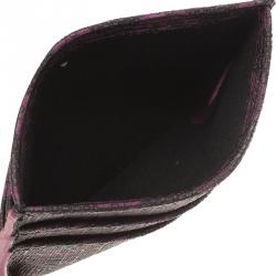 Emporio Armani Purple Canvas Logo Print Card Holder