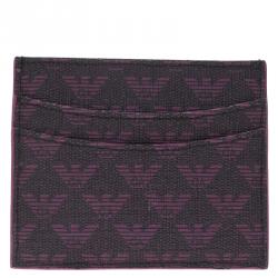 Emporio Armani Purple Monogram Canvas Card Holder