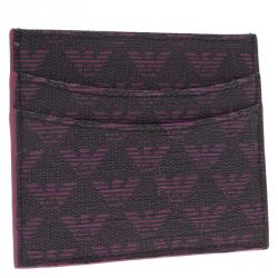 Emporio Armani Purple Monogram Canvas Card Holder
