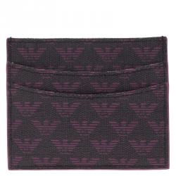 Emporio Armani Purple Monogram Canvas Card Holder