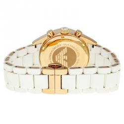 Pre Owned Emporio Armani White Gold-Plated Stainless Steel AR4668 Women's Wristwatch 38MM