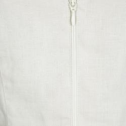 Pre Owned Emporio Armani Cream Linen Knotted Strap Detail Zip Front Crop Top S