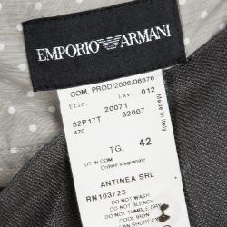 Pre Owned Emporio Armani Grey Linen High Waist Wide Leg Pants M