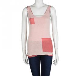 Pre Owned Emporio Armani Bicolor Knit Double Layer Sleeveless Tank Top S