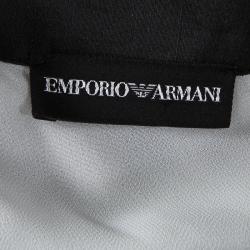 Pre Owned Emporio Armani Monochrome Dot Printed Silk Chiffon Halter Top M