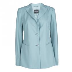Pre Owned Emporio Armani Teal Blue Wool Tailored Two Button Blazer M