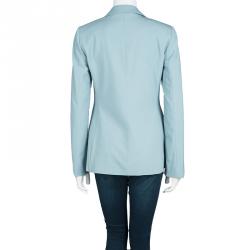 Pre Owned Emporio Armani Teal Blue Wool Tailored Two Button Blazer M