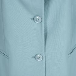 Pre Owned Emporio Armani Teal Blue Wool Tailored Two Button Blazer M