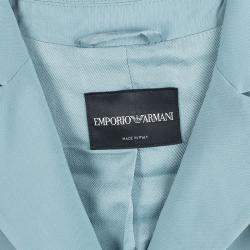 Pre Owned Emporio Armani Teal Blue Wool Tailored Two Button Blazer M
