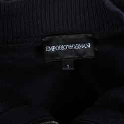 Pre Owned Emporio Armani Navy Blue Wool Faux Double Layer Jacket S
