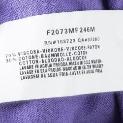 Pre Owned Emporio Armani Purple Knit Floral Applique Turtleneck Detail Long Sleeve Top S