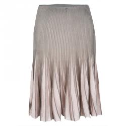 Pre Owned Emporio Armani Grey and Pink Pleated Skirt S