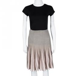 Pre Owned Emporio Armani Grey and Pink Pleated Skirt S