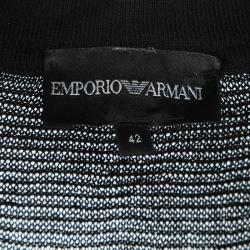 Pre Owned Emporio Armani Black Knit Combination Fabric Detail Cardigan M