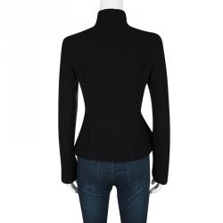 Pre Owned Emporio Armani Black Textured Wool Button Front Tailored Jacket S