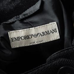 Pre Owned Emporio Armani Black Textured Wool Button Front Tailored Jacket S