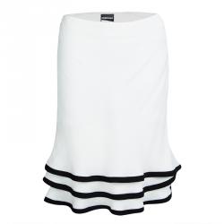 Pre Owned Emporio Armani White Layered Ruffle Bottom Skirt M