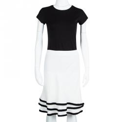 Pre Owned Emporio Armani White Layered Ruffle Bottom Skirt M