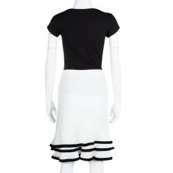 Pre Owned Emporio Armani White Layered Ruffle Bottom Skirt M