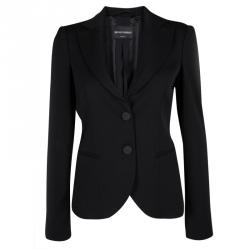 Pre Owned Emporio Armani Black Wool Notched Collar Tailored Blazer S