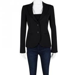 Pre Owned Emporio Armani Black Wool Notched Collar Tailored Blazer S