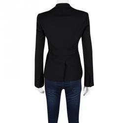 Pre Owned Emporio Armani Black Wool Notched Collar Tailored Blazer S