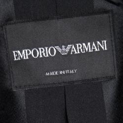 Pre Owned Emporio Armani Black Wool Notched Collar Tailored Blazer S