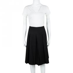 Pre Owned Emporio Armani Black Wool Pleated Skirt S