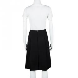 Pre Owned Emporio Armani Black Wool Pleated Skirt S