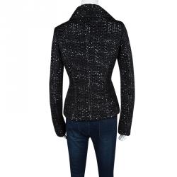 Pre Owned Emporio Armani Black Textured Dotted  Jacket M