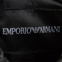 Pre Owned Emporio Armani Black Textured Dotted  Jacket M