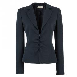 Pre Owned Emporio Armani Black Ruched Front Skirt Suit M