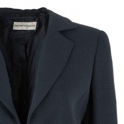 Pre Owned Emporio Armani Black Ruched Front Skirt Suit M