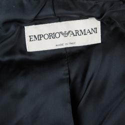 Pre Owned Emporio Armani Black Ruched Front Skirt Suit M