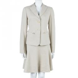 Pre Owned Emporio Armani Beige Skirt Suit M