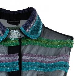 Pre Owned Emporio Armani Beaded Sleeveless Top S