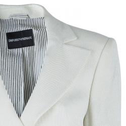 Pre Owned Emporio Armani Cream Fitted Blazer L