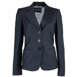 Pre Owned Emporio Armani Grey Striped Pant Suit S