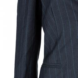 Pre Owned Emporio Armani Grey Striped Pant Suit S