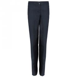 Pre Owned Emporio Armani Grey Striped Pant Suit S