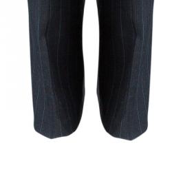 Pre Owned Emporio Armani Grey Striped Pant Suit S