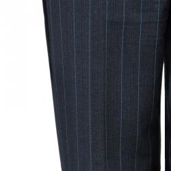 Pre Owned Emporio Armani Grey Striped Pant Suit S