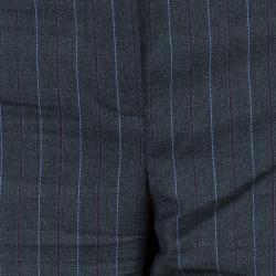 Pre Owned Emporio Armani Grey Striped Pant Suit S
