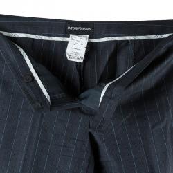 Pre Owned Emporio Armani Grey Striped Pant Suit S