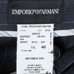 Pre Owned Emporio Armani Grey Striped Pant Suit S
