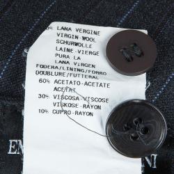 Pre Owned Emporio Armani Grey Striped Pant Suit S